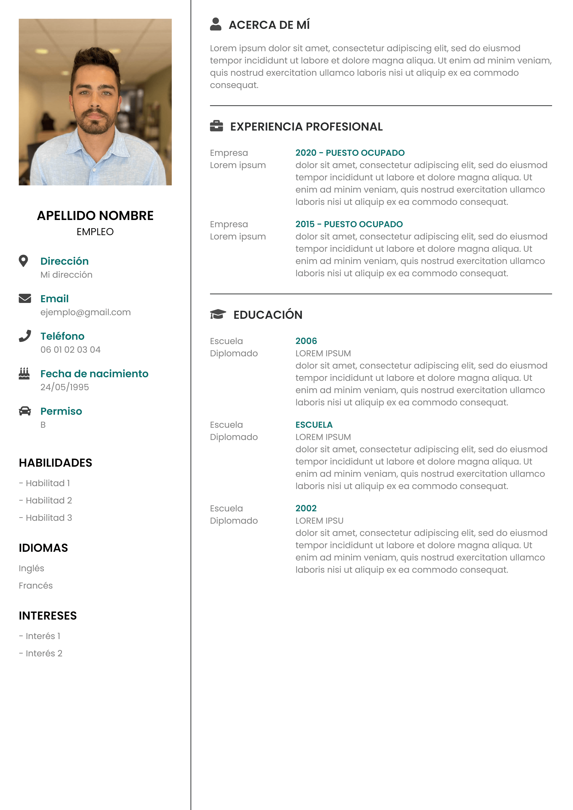 CV sencillo y profesional